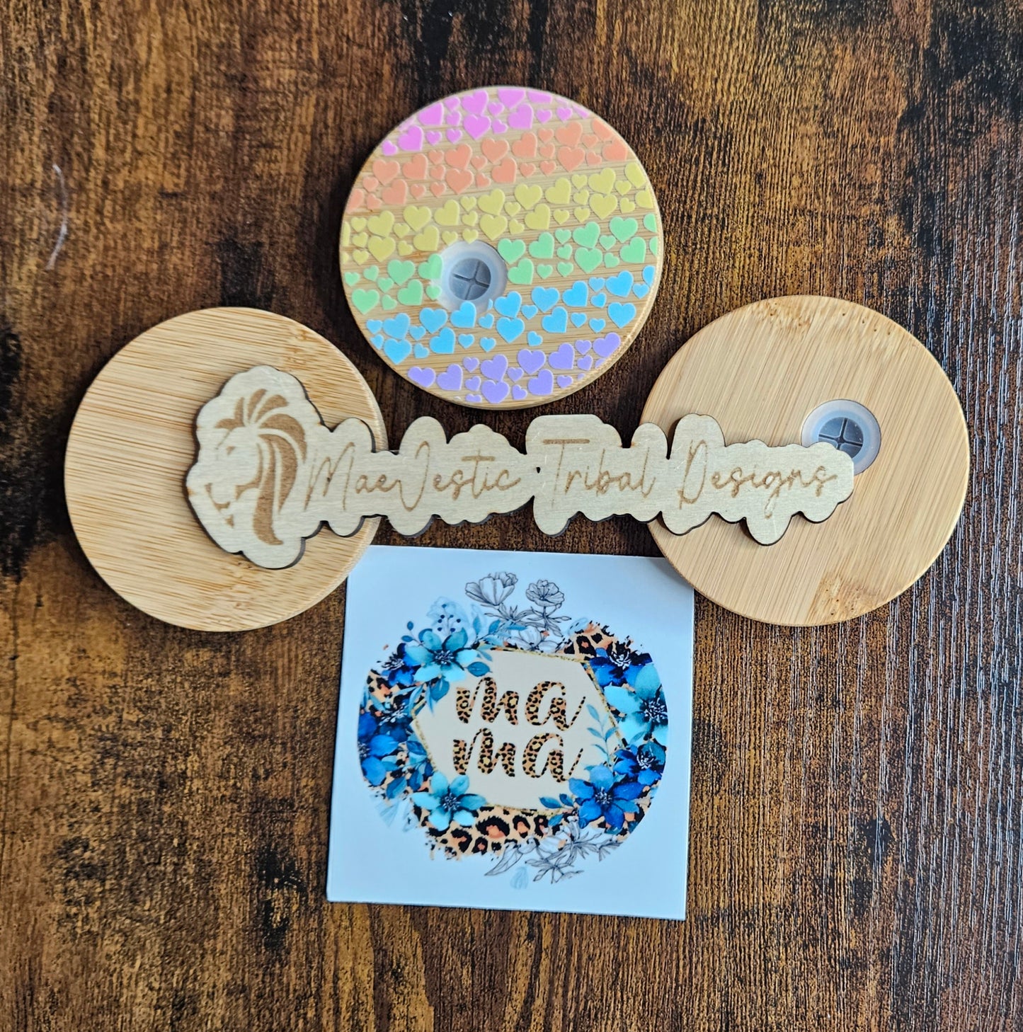 Blue Floral Cheetah Mama Cup Top Decal