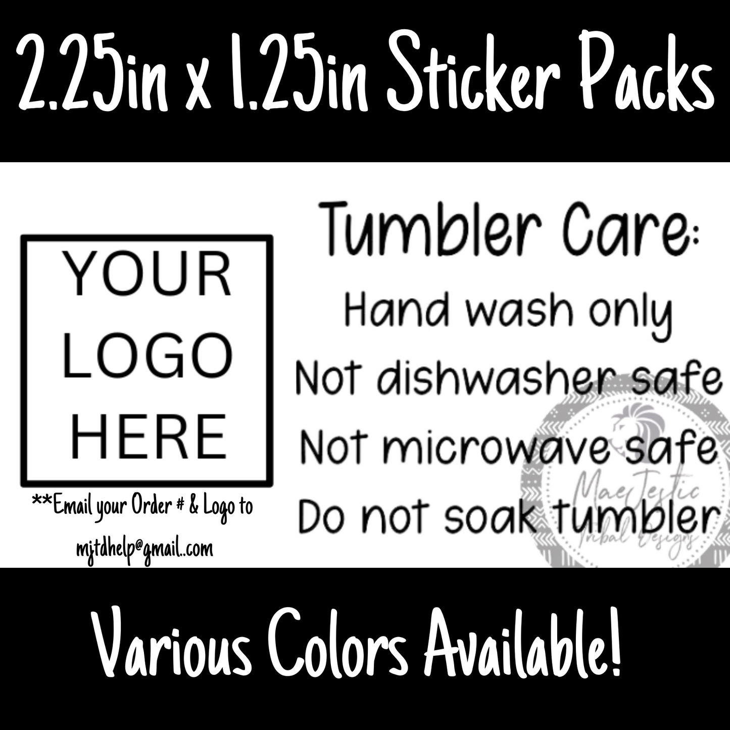 YOUR LOGO Tumbler Care Sticker Packs