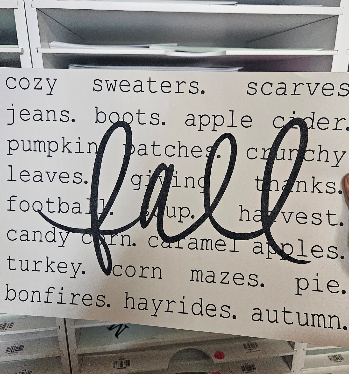 Fall Words Screen Print Transfer