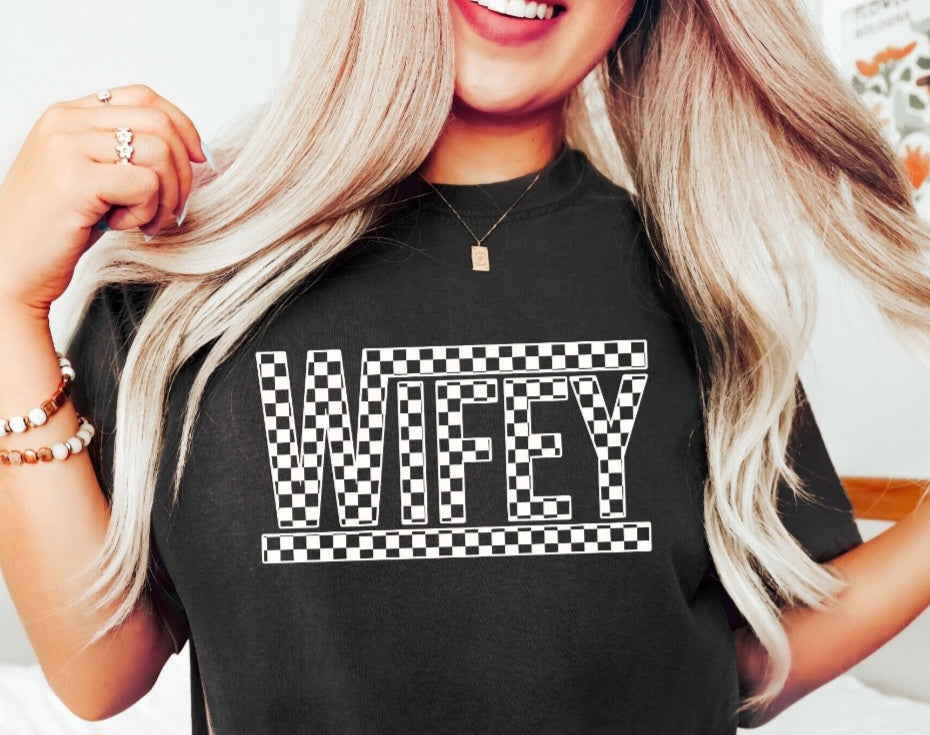 Checkered Wifey Screen Print