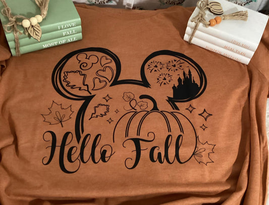 Hello Fall Mouse Screen Print Transfer