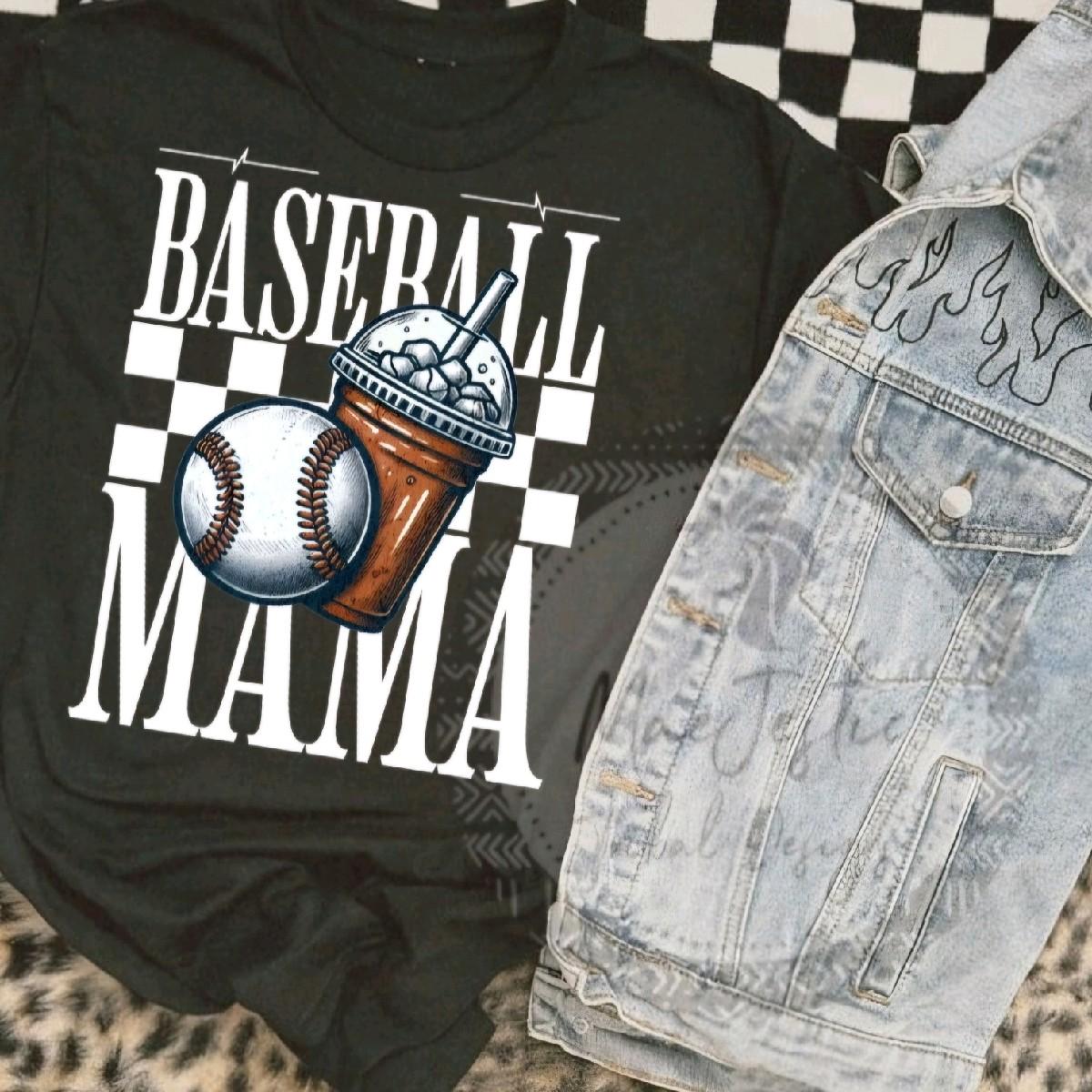 Baseball Mama and Iced Coffee Black T-Shirt