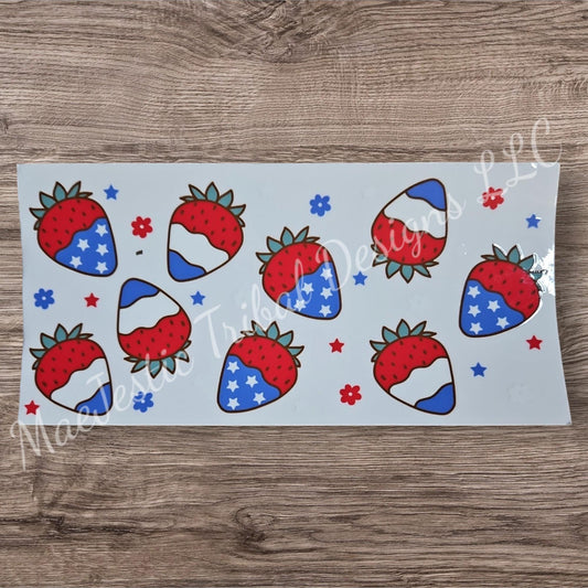 Patriotic Strawberries UV Cup Wrap