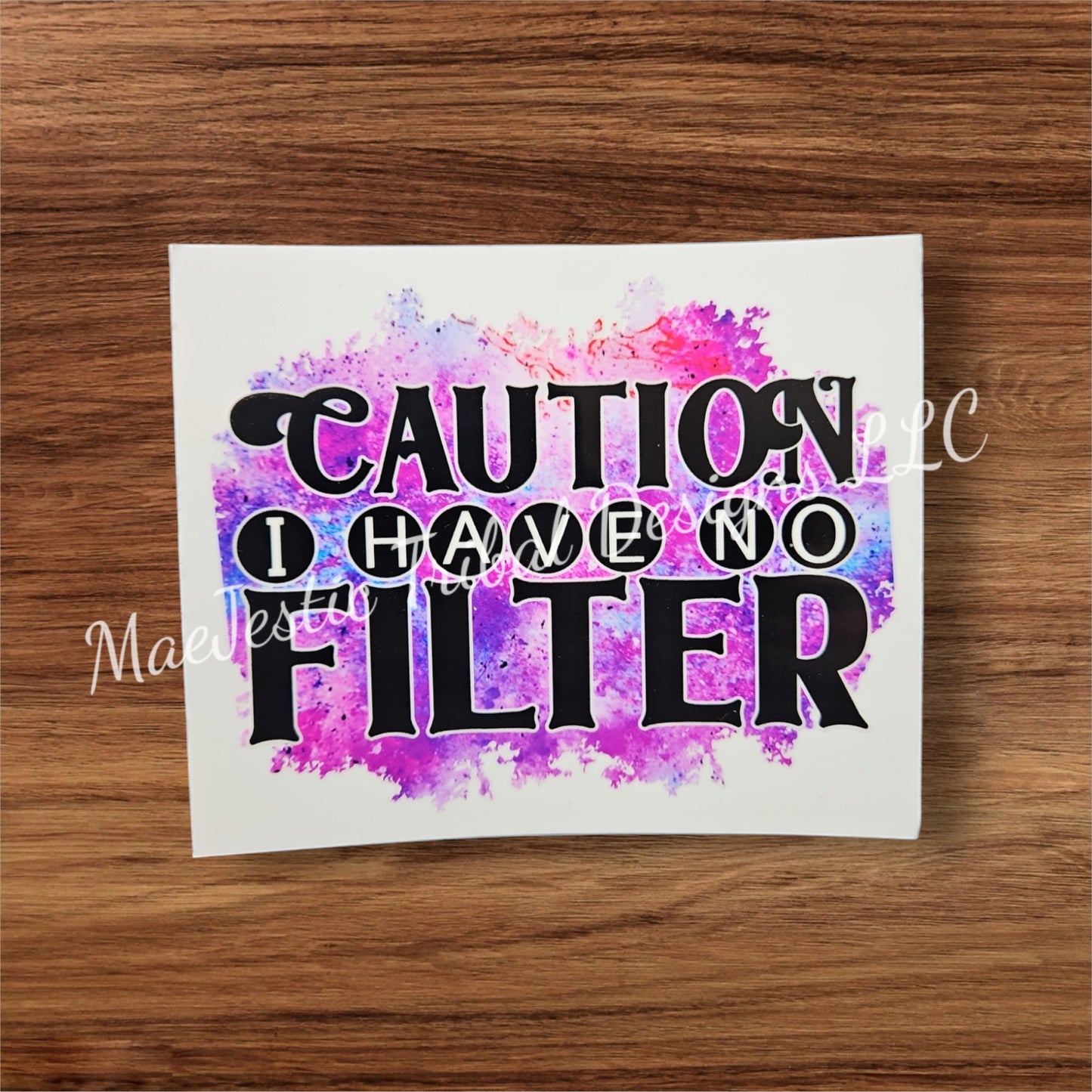 Caution NO Fliter UV Decal