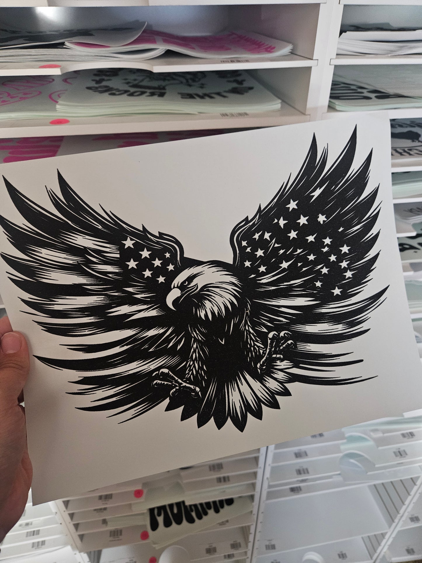 Eagle Flag Screen Print Transfer