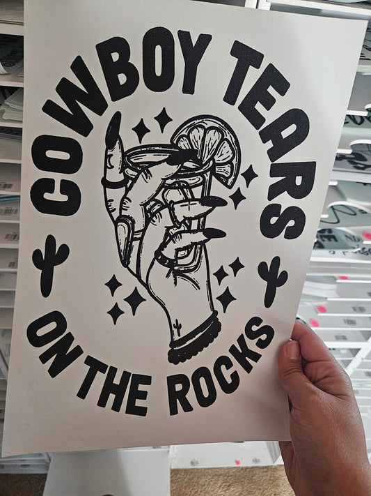 Cowboy Tears Screen Print Transfer