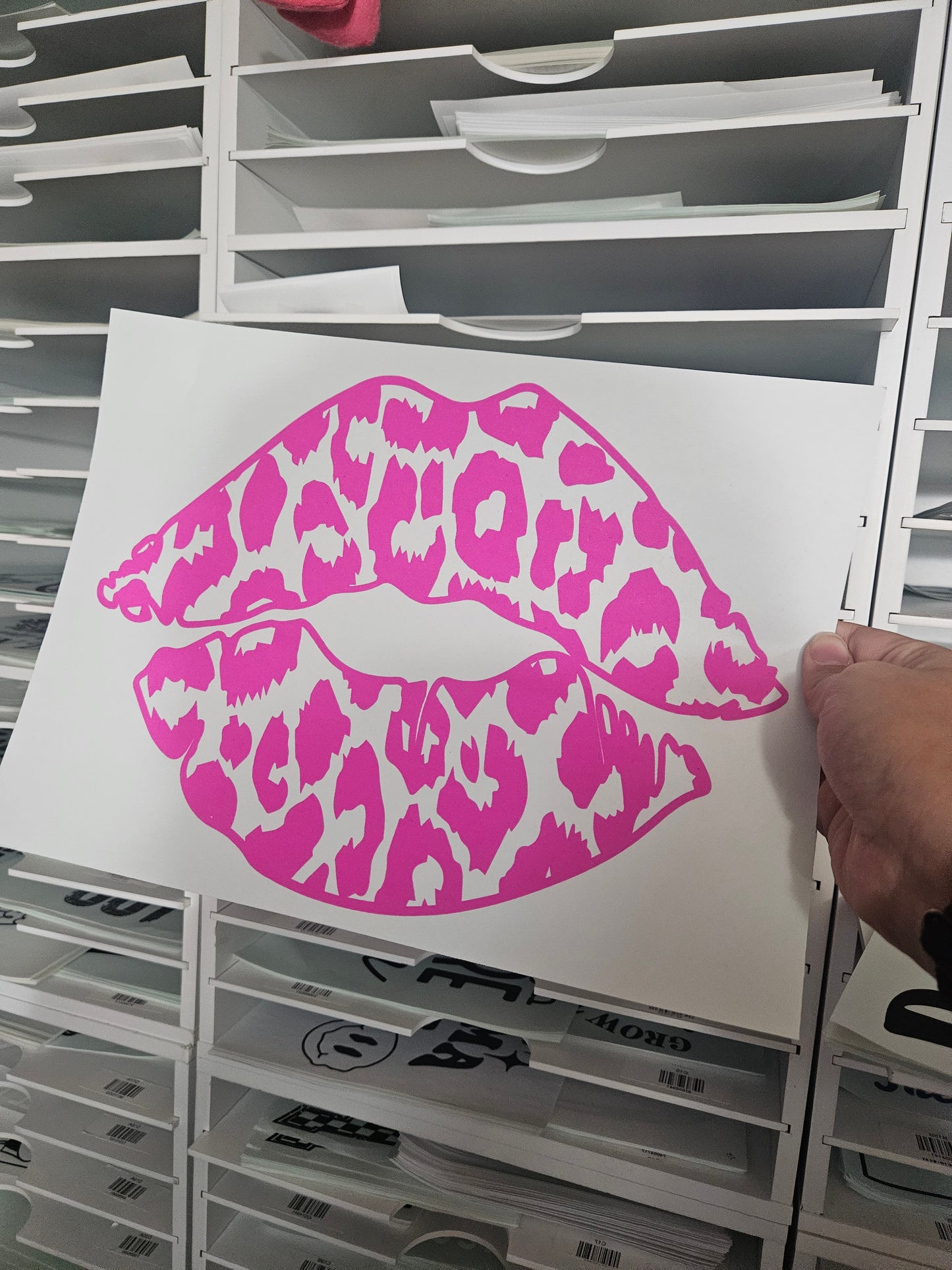 Pink Cheetah Lip Screen Print Transfer