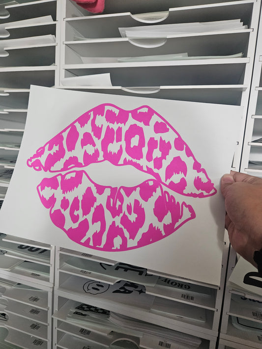Pink Cheetah Lip Screen Print Transfer