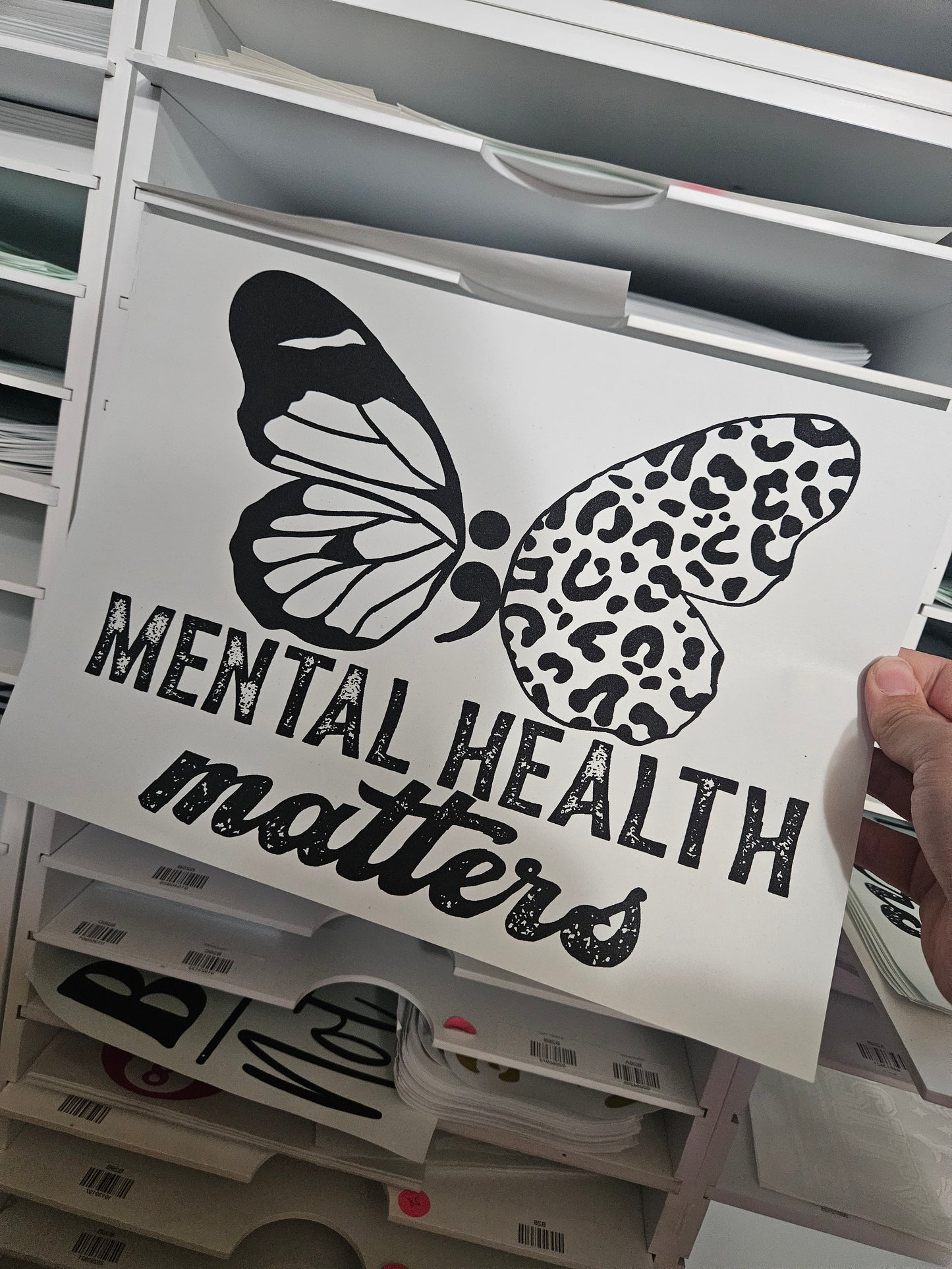 Mental Health Butterfly Screen Print Transfer